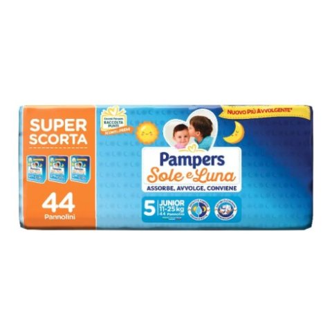 Pampers Sole e Luna Junior Misura 5 11-25kg Pacco Triplo 44 pannolini Pampers Sole e Luna Junior Misura 5 11-25kg Pacco Triplo 44 pannolini