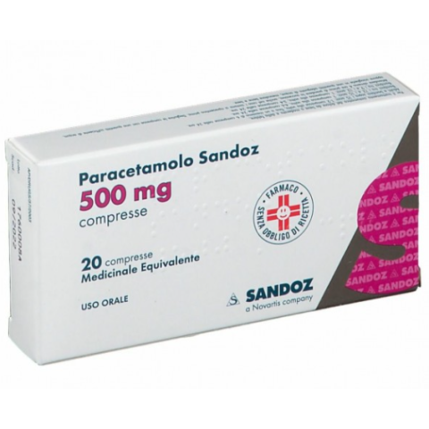 PARACETAMOLO SANDOZ 20 compresse 500 mg PARACETAMOLO SANDOZ 20 compresse 500 mg