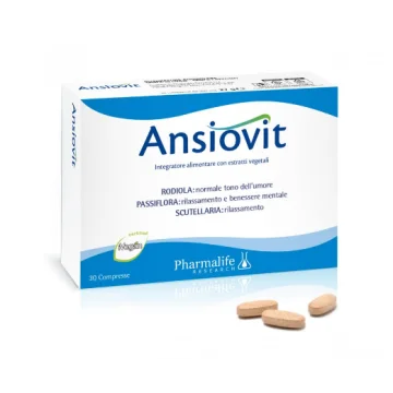 Pharmalife Research Ansiovit 30 Compresse - Integratore alimentare per il rilassamento e il benessere mentale Pharmalife Research Ansiovit 30 Compresse - Integratore alimentare per il rilassamento e il benessere mentale