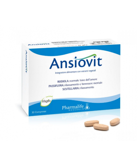 Pharmalife Research Ansiovit 30 Compresse - Integratore alimentare per il rilassamento e il benessere mentale
