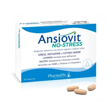 Pharmalife Research Ansiovit No-Stress 30 Compresse - Integratore alimentare per stress cattivo umore e agitazione