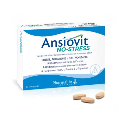 Pharmalife Research Ansiovit No-Stress 30 Compresse - Integratore alimentare per stress cattivo umore e agitazione