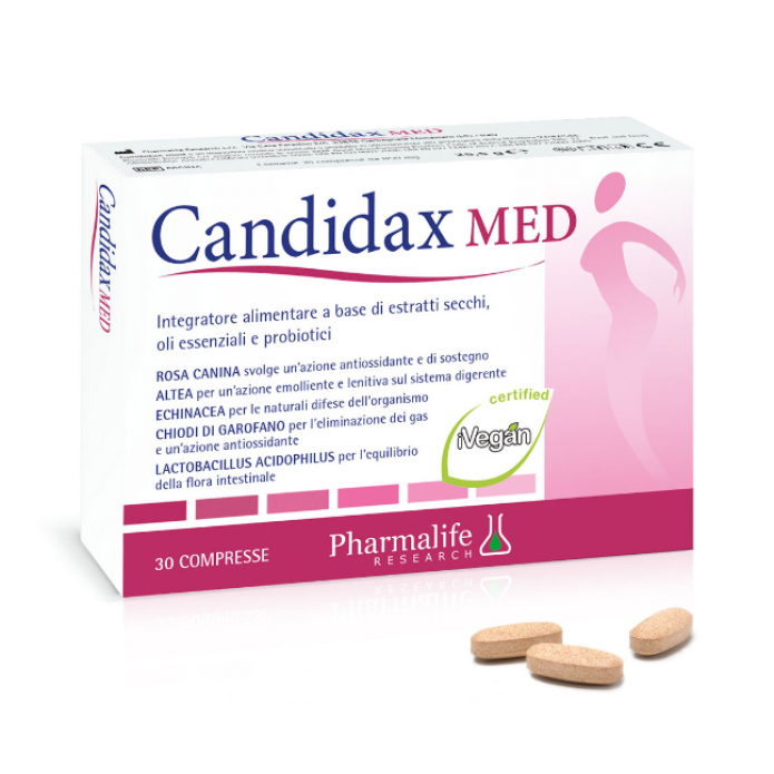 Candidax Med 30 Compresse - Integratore alimentare a base di estratti secchi oli essenziali e probiotici
