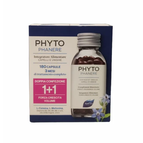 Phyto Phanere Integratore per Capelli e Unghie 180 Capsule 3 Mesi Trattamento Completo