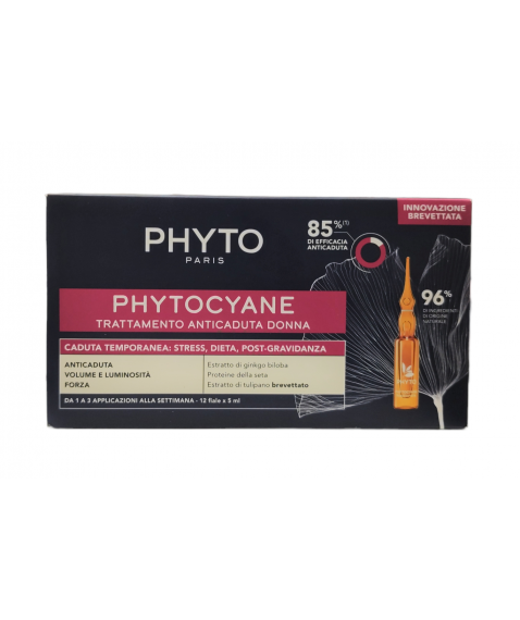 Phytocyane Fiale Trattamento Anticaduta Capelli Donna 12 Fiale da 5 ml - Caduta temporanea post-gravidanza stress diete