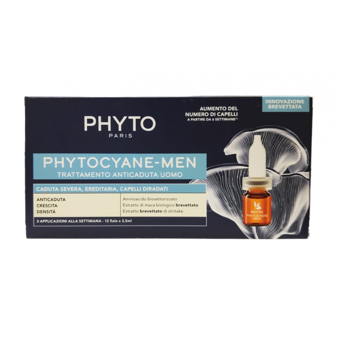 Phytocyane Trattamento Anticaduta Uomo Caduta Severa Ereditarietà Capelli Diradati 12 Fiale da 3,5 ml 