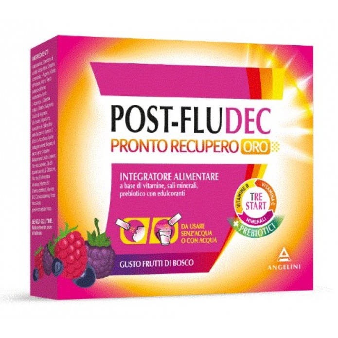 Post-Fludec Pronto Recupero Oro Frutti Di Bosco 12 Bustine - Integratore di vitamine, sali minerali, prebiotico