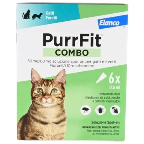 Purrfit Combo Antiparassitario Spot-On per gatti e furetti 6 pipette