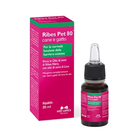 Ribes Pet 80 Cane e Gatto Gocce 25 ml - Per la normale funzione della barriera cutanea Ribes Pet 80 Cane e Gatto Gocce 25 ml - Per la normale funzione della barriera cutanea