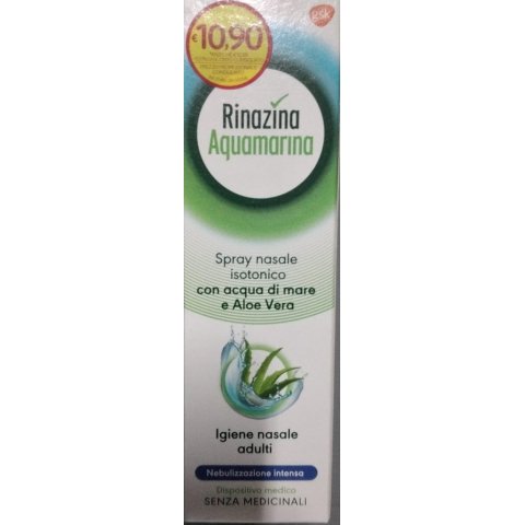 Rinazina Aquamarina Spray Nasale Isotonico con Aloe Vera per adulti Rinazina Aquamarina Spray Nasale Isotonico con Aloe Vera per adulti