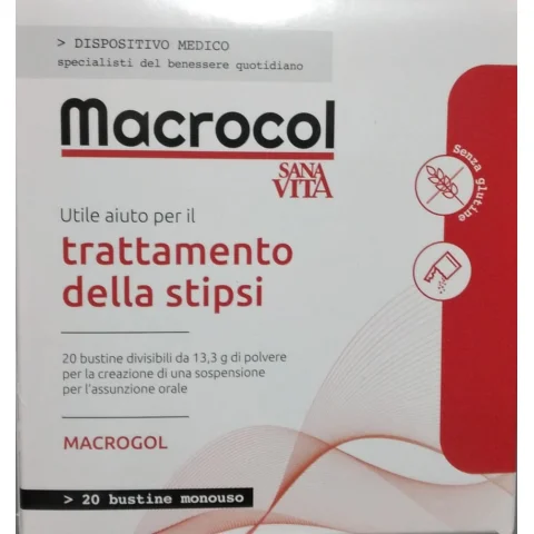 SANAVITA MACROCOL 20 BUSTE PER IL TRATTAMENTO DELLA STIPSI SANAVITA MACROCOL 20 BUSTE PER IL TRATTAMENTO DELLA STIPSI