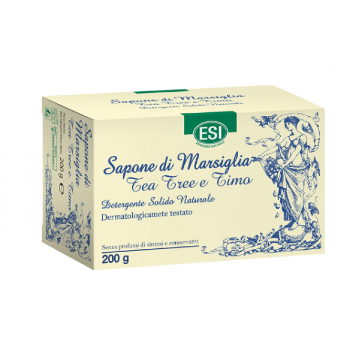 Esi Sapone di Marsiglia Solido Tea Tree e Timo 200 gr - Detergente naturale