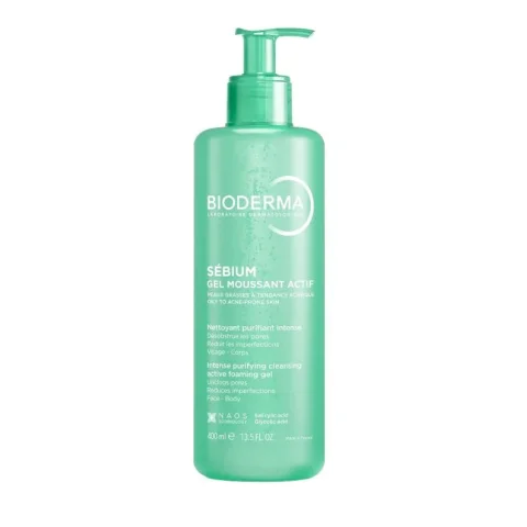 Bioderma Sebium Gel Moussant Actif Detergente per Pelle Grassa a Tendenza Acneica 400ml