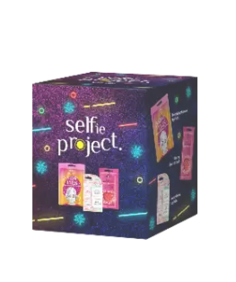 SELFIE PROJECT KIT VIOLA MASCHERA VISO GALAXY + PATCH OCCHI STAR EYES + BALSAMO LABBRA