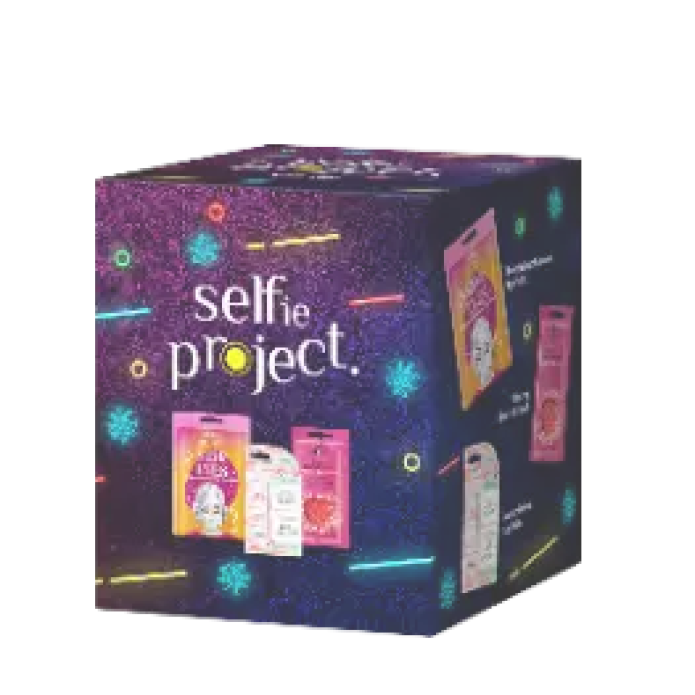 SELFIE PROJECT KIT VIOLA MASCHERA VISO GALAXY + PATCH OCCHI STAR EYES + BALSAMO LABBRA