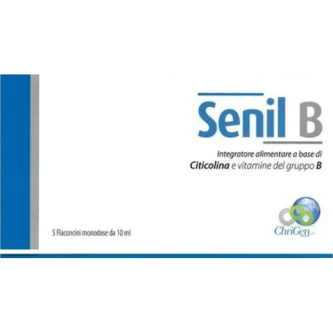 SENIL B Integratore a base di Citicolina e Vitamine B - 5 flaconcini monodose da 10ml SENIL B Integratore a base di Citicolina e Vitamine B - 5 flaconcini monodose da 10ml
