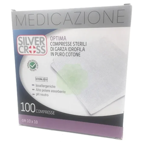 GARZA SILVER CROSS OPTIMA 100 compresse 10X10CM cotone