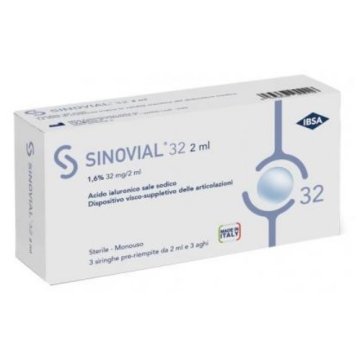 Sinovial 32 Siringa Preriempita a base di Acido Ialuronico 1,6% - 32 mg/2 ml 3 Pezzi