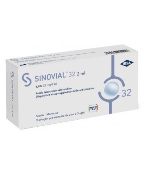 Sinovial 32 Siringa Preriempita a base di Acido Ialuronico 1,6% - 32 mg/2 ml 3 Pezzi 