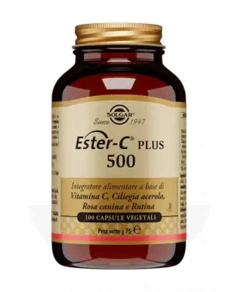 Solgar Ester-C Plus 500 100 Capsule Vegetali- Integratore alimentare a base di vitamina C non acida ad elevato assorbimento