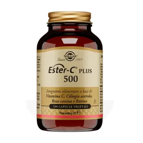 Solgar Ester-C Plus 500 100 Capsule Vegetali- Integratore alimentare a base di vitamina C non acida ad elevato assorbimento
