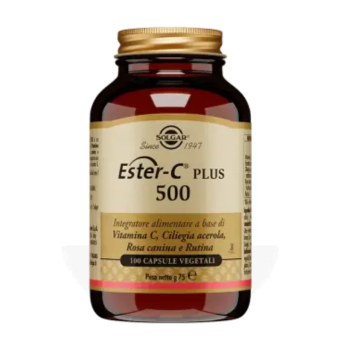 Solgar Ester-C Plus 500 100 Capsule Vegetali- Integratore alimentare a base di vitamina C non acida ad elevato assorbimento