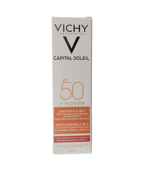 Vichy Capital Soleil Trattamento Anti-Età 3 in 1 Viso Protezione Molto Alta SPF50 50 ml