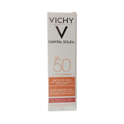 Vichy Capital Soleil Trattamento Anti-Et&agrave; 3 in 1 Viso Protezione Molto Alta SPF50 50 ml