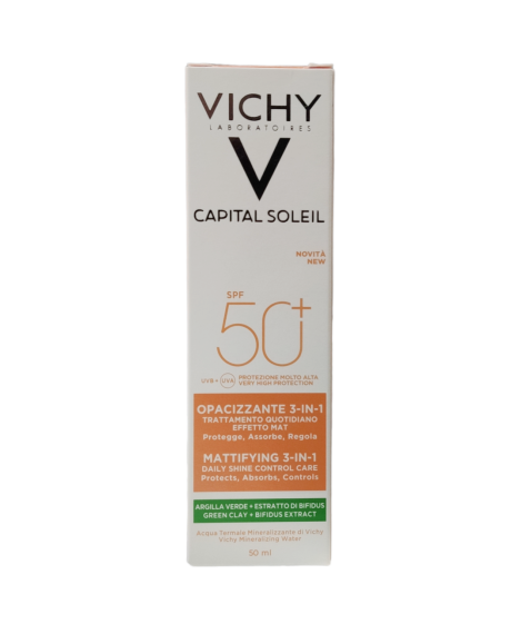 Vichy Capital Soleil Trattamento Opacizzante 3 in 1 Effetto Mat Viso Protezione Molto Alta Spf 50+ 50 ml