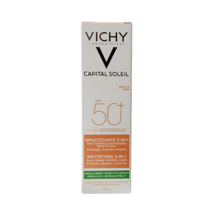 Vichy Capital Soleil Trattamento Opacizzante 3 in 1 Effetto Mat Viso Protezione Molto Alta Spf 50+ 50 ml
