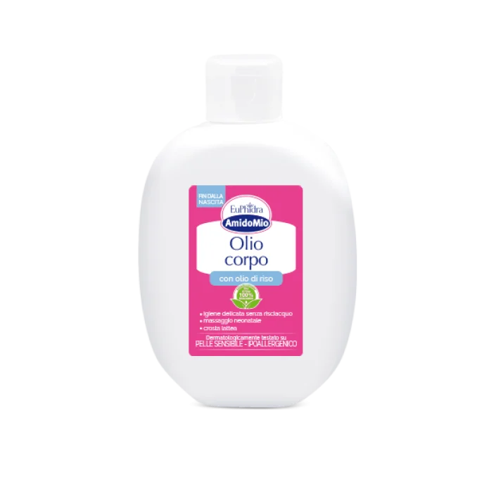 Euphidra Amidomio Olio Corpo 200ml - Deterge, idrata, rimuove la crosta lattea