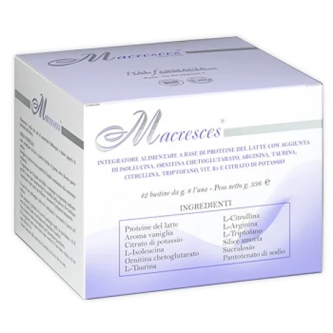 Macresces 42 bustine 8 g Integratore di aminoacidi essenziali e proteine del latte Macresces 42 bustine 8 g Integratore di aminoacidi essenziali e proteine del latte