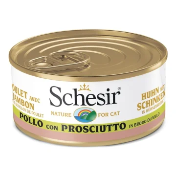 SCHESIR GATTO BRODO DI COTTURA POLLO PROSCIUTTO 70GR (lattina)