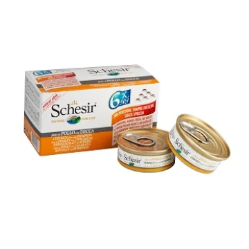 SCHESIR GATTO BRODO DI COTTURA POLLO ZUCCA 6x50GR (lattina) MULTIPACK