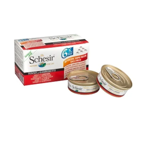 SCHESIR GATTO JELLY TONNETTO GAMBERETTI 6x50GR (lattina) MULTIPACK