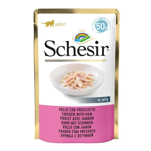 SCHESIR GATTO FILETTI JELLY POLLO PROSCIUTTO 50GR (bustina)