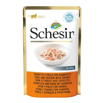 SCHESIR GATTO FILETTI JELLY POLLO GAMBERETTI 50GR (bustina)
