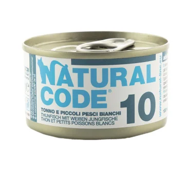 NATURAL CODE GATTO 10 TONNO PICCOLI PESCI BIANCHI 85GR (lattina)