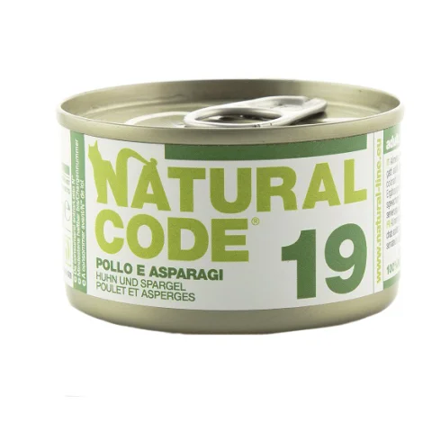 NATURAL CODE GATTO 19 POLLO ASPARAGI RISO 85GR (lattina) NATURAL CODE GATTO 19 POLLO ASPARAGI RISO 85GR (lattina)