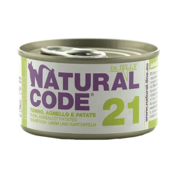 NATURAL CODE GATTO 21 JELLY TONNO AGNELLO PATATE 85GR (lattina)