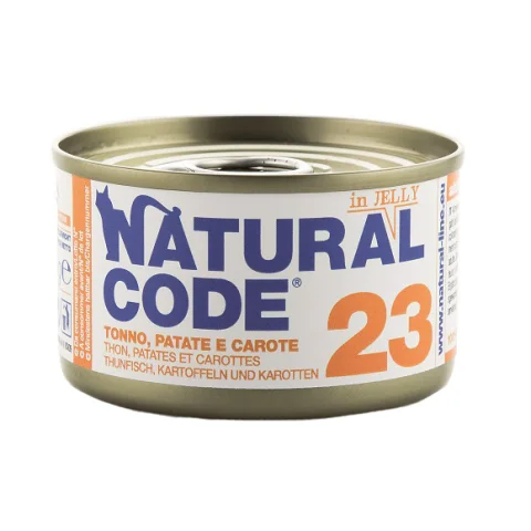 NATURAL CODE GATTO 23 JELLY TONNO PATATE CAROTE 85GR (lattina)
