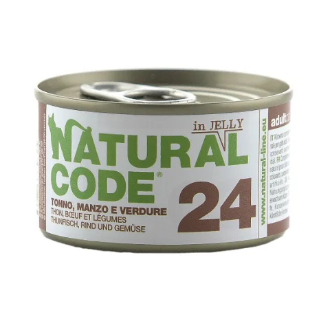 NATURAL CODE GATTO 24 JELLY TONNO MANZO VERDURE 85GR (lattina) NATURAL CODE GATTO 24 JELLY TONNO MANZO VERDURE 85GR (lattina)
