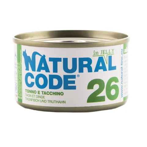 NATURAL CODE GATTO 26 JELLY TONNO TACCHINO 85GR (lattina) NATURAL CODE GATTO 26 JELLY TONNO TACCHINO 85GR (lattina)
