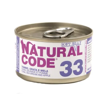 NATURAL CODE GATTO 33 JELLY TONNO ORATA MELA 85GR (lattina)