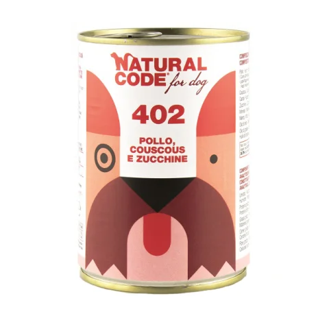 NATURAL CODE CANE 402 POLLO COUSCOUS ZUCCHINI 400GR (lattina)