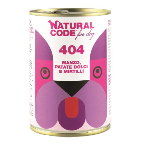 NATURAL CODE CANE 404 MANZO PATATE MIRTILLO 400GR (lattina)