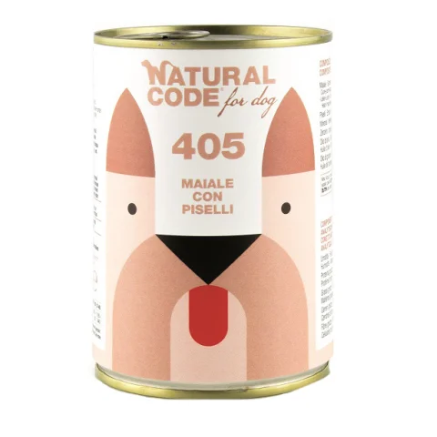 NATURAL CODE CANE 405 MAIALE PISELLI 400GR (lattina)
