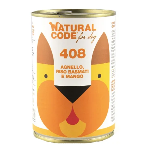 NATURAL CODE CANE 408 AGNELLO RISO BASMATI MANGO 400GR (lattina)