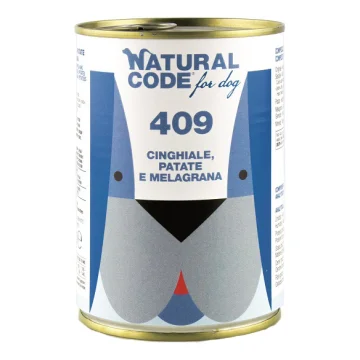 NATURAL CODE CANE 409 CINGHIALE PATATE MELOGRANO 400GR (lattina)