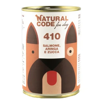 NATURAL CODE CANE 410 SALMONE ARINGA ZUCCA 400GR (lattina)